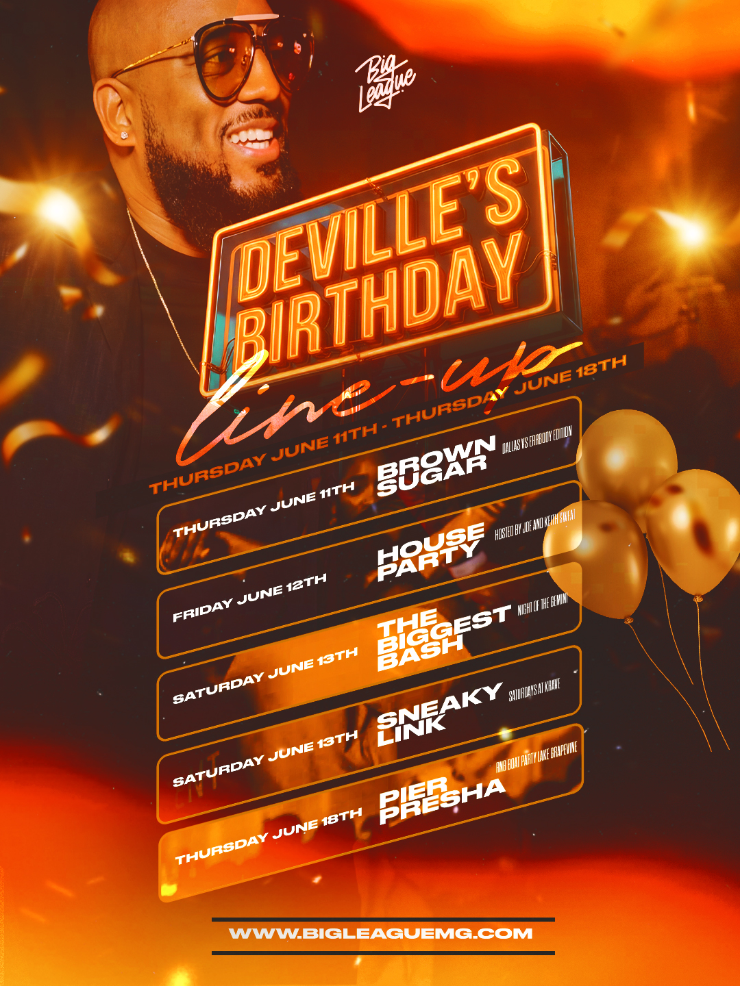 Deville's Birthday Line-Up — Thursday June 11th through Thursday June 18th